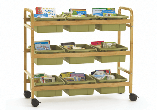 Bamboo Book Browser with Sage Tubs